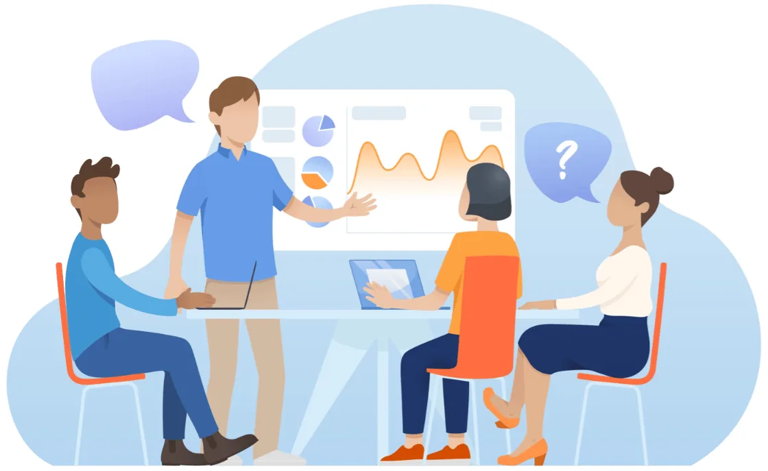 Illustration d’une formation devant un tableau