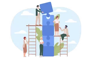 Illustration de personnes assemblant un puzzle