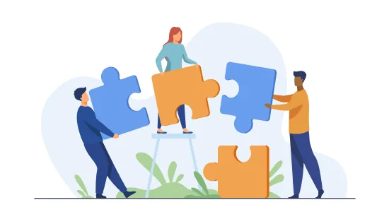 Illustration d’un partenariat sous forme de puzzle