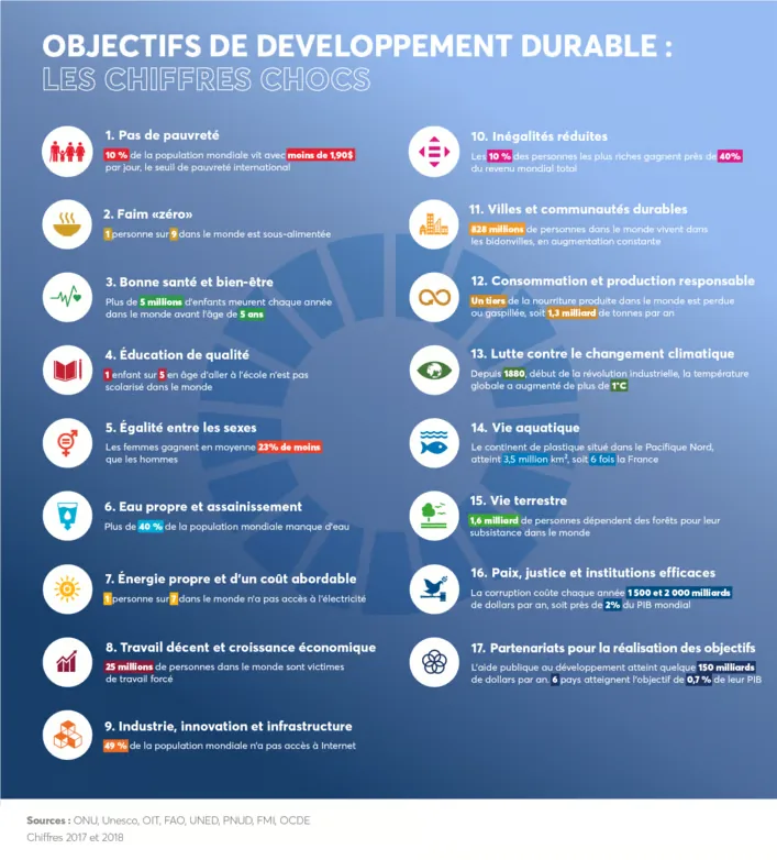 Objectifs de développement durable : les chiffres chocs pour chacun des 17 objectifs